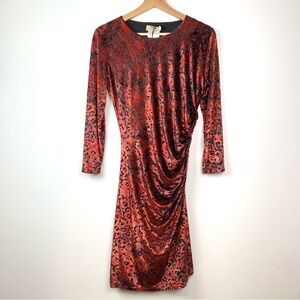 Fuzzi Dress Burnout Velvet Animal Print Large Red Jean Paul Gaultier JPG Y2K